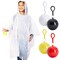 4 Pack Disposable Rain Ponchos for Kids with Hood and Attachable Round Case, Clear Plastic Raincoats for Emergency, Girls, Boys (White)